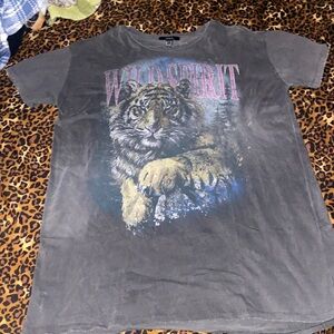 Forever 21 Gray “Wild Spirit” Oversized Distressed Graphic T- Shirt Dress